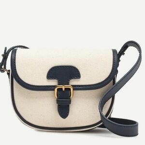 J. Crew Navy and Cream Saddle Crossbody Bag - Like New